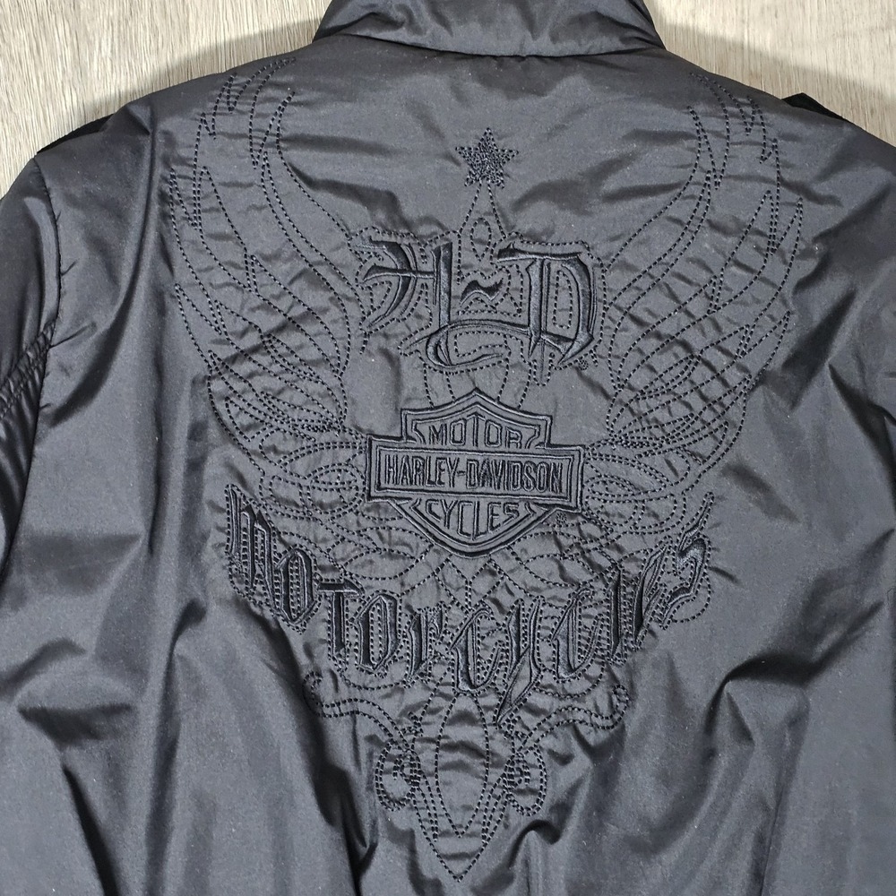 Harley Davidson HD Embroidered Bomber Jacket Womens XS Zip Up Motorcycle Jacket